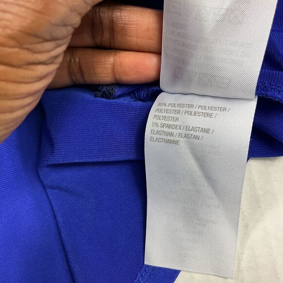 Susan Graver Tunic Blouse Blue Color-Block Stretchy Shirt 3/4 Sleeve Top Large - Picture 9 of 11